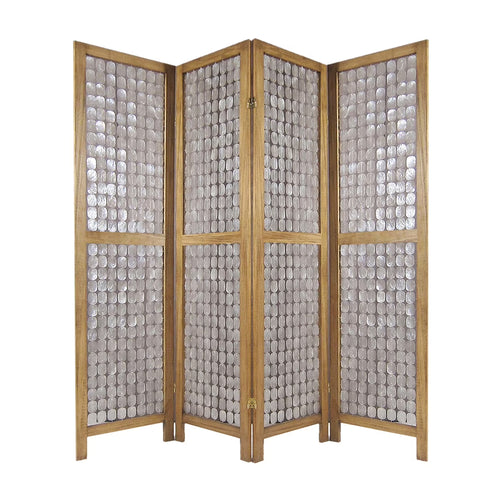 Sg-285A Princessa 4 Panel Screen Room Divider With Sandy Brown Finish