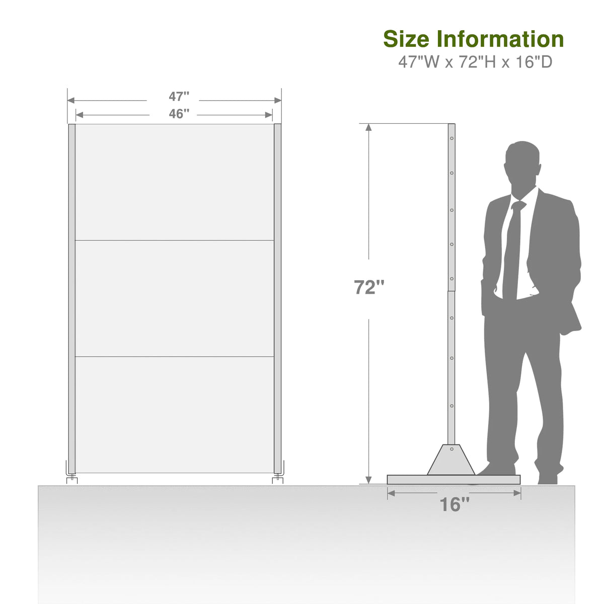 MAYEERTY 72" x 47" Outdoor Privacy Screen, 6 Panels Room Dividers for Home Office Patio, Black