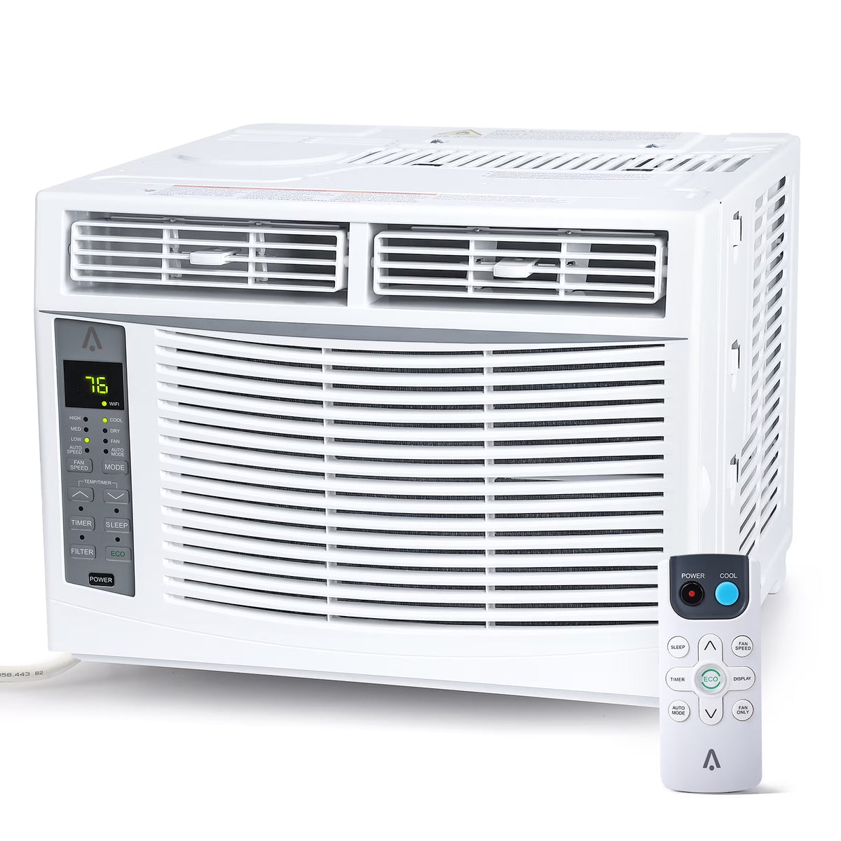 Window AC Unit 6000 BTU, Efficient Cooling Window Air Conditioner with Remote and App Control, Window-Mounted Room Air Conditioner for Rooms up to 250 Sq.ft, 3 Fan Speeds, Easy Install Kits