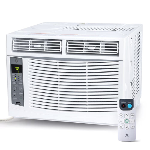 Window AC Unit 6000 BTU, Efficient Cooling Window Air Conditioner with Remote and App Control, Window-Mounted Room Air Conditioner for Rooms up to 250 Sq.ft, 3 Fan Speeds, Easy Install Kits