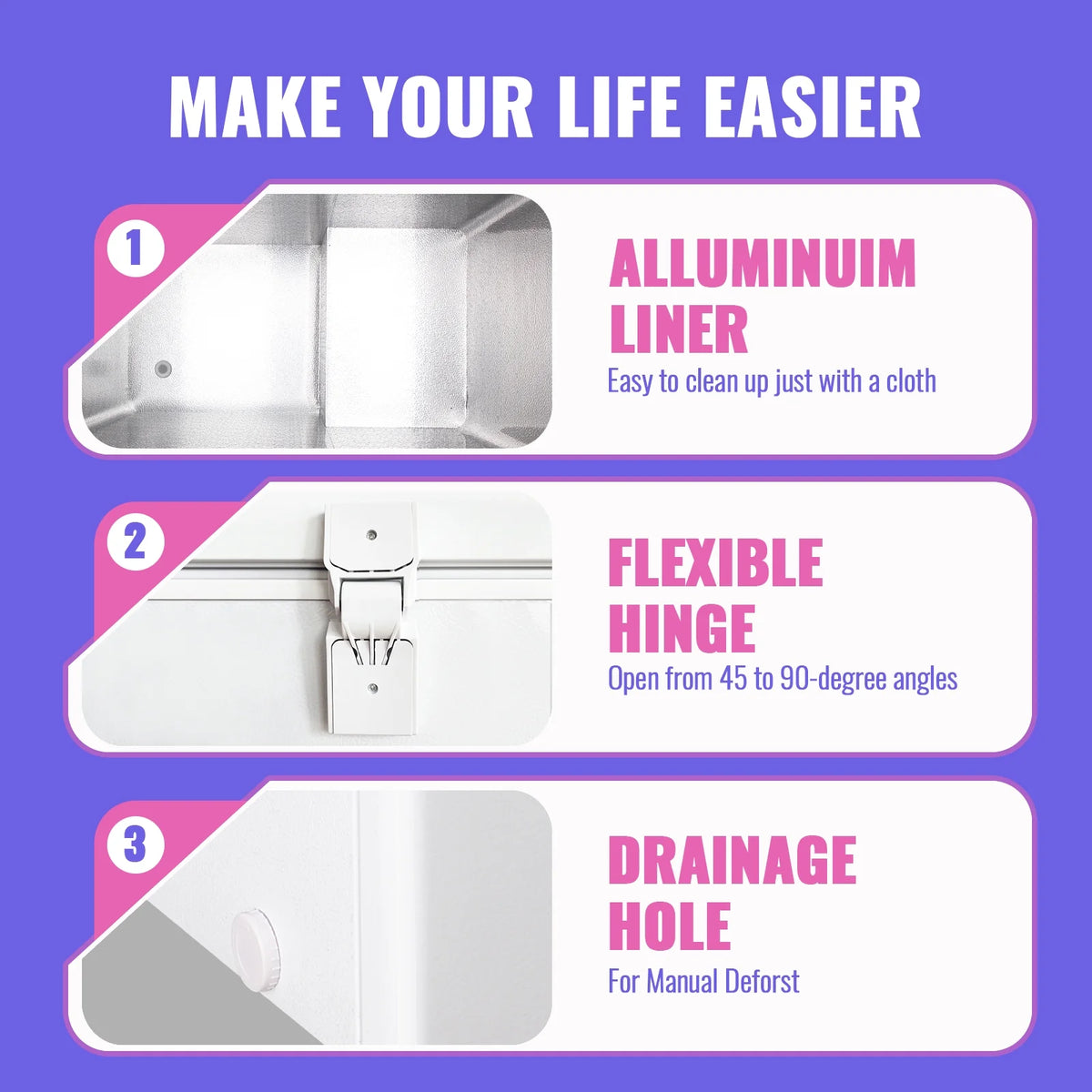 DEMULLER Chest Freezer 5.0 Cu. ft Deep Freezer with Two Hanging Baskets Top Open Door Freezer White