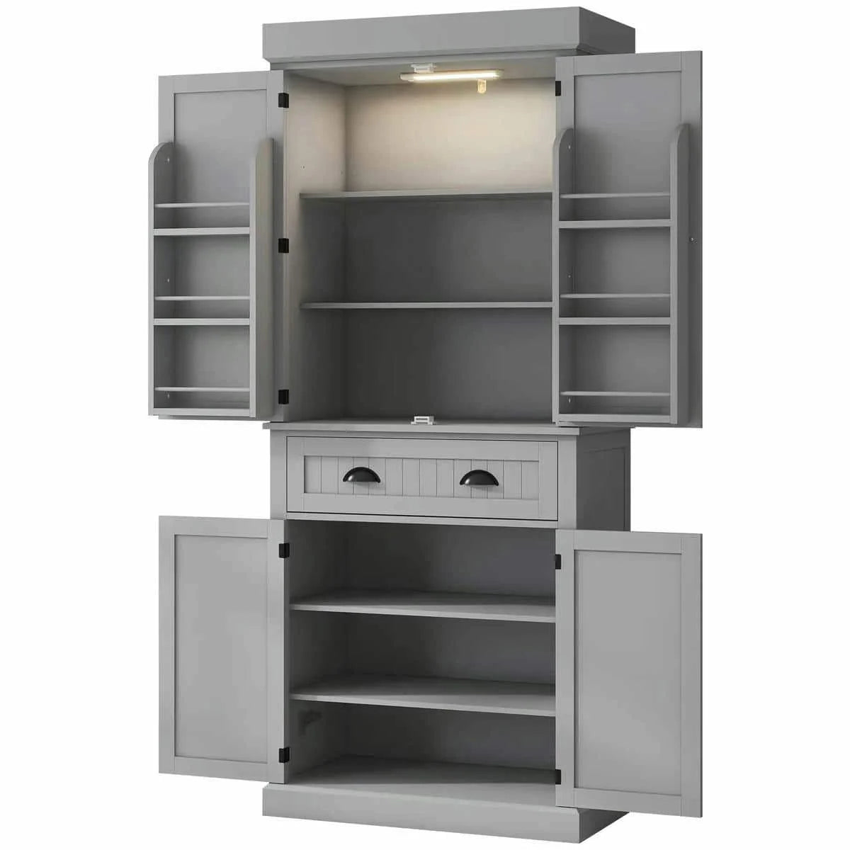 Spaco 17-Tier Kitchen Small Pantry Cabinet with 2 Doors and 6 Adjustable Shelves, Cabinet Pantry, Freestanding 5-Tier Shelving Pantries for Kitchen Storage, Gray