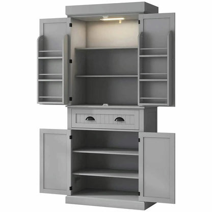 Spaco 17-Tier Kitchen Small Pantry Cabinet with 2 Doors and 6 Adjustable Shelves, Cabinet Pantry, Freestanding 5-Tier Shelving Pantries for Kitchen Storage, Gray