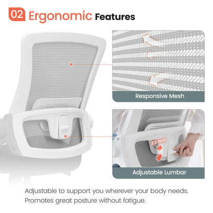 NEO CHAIR Ergonomic Office Chair, Adjustable High Back Mesh Desk Chair with Flip-up Arms, Black