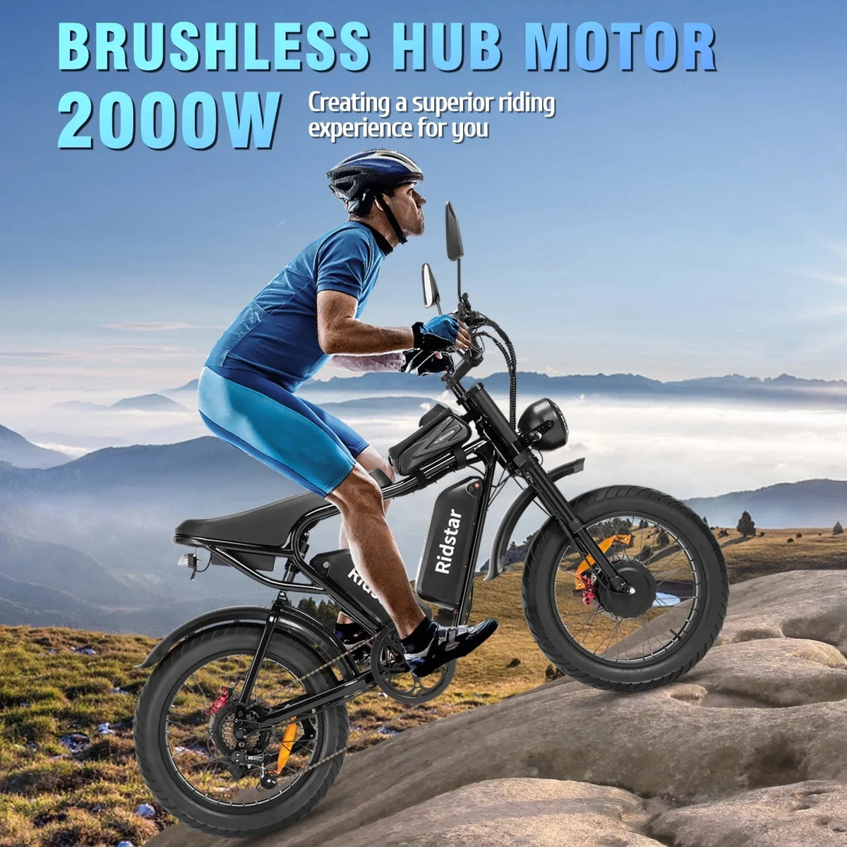 Ridstar Electric Bike for Adults,Peak 1500W 30MPH,48V 15.6Ah Electric Bicycle,Full Suspension Mountain Bike UL2849