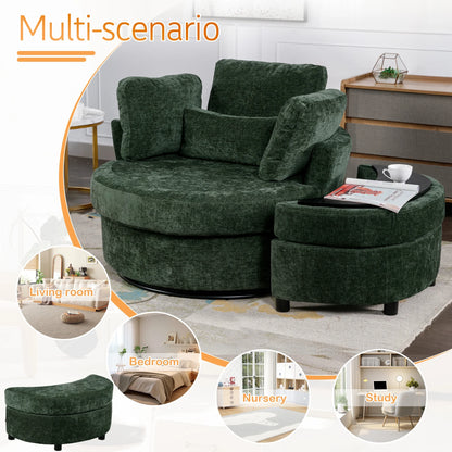 Muumblus Teddy Swivel Accent Barrel Chair, Modern Oversize Sherpa Comfy Round Reading Armchair for Living Room, Ivory