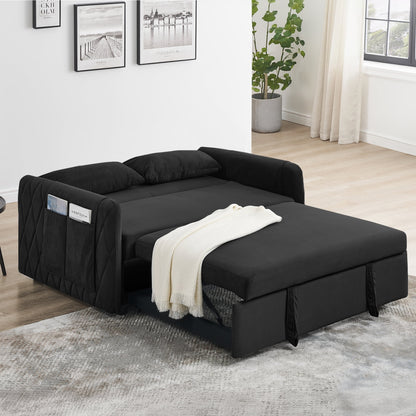 Convertible Sofa Bed,3 in 1 Sleeper Sofa with 2 Pillows and Adjustable Backrest for Living Room Office,Black