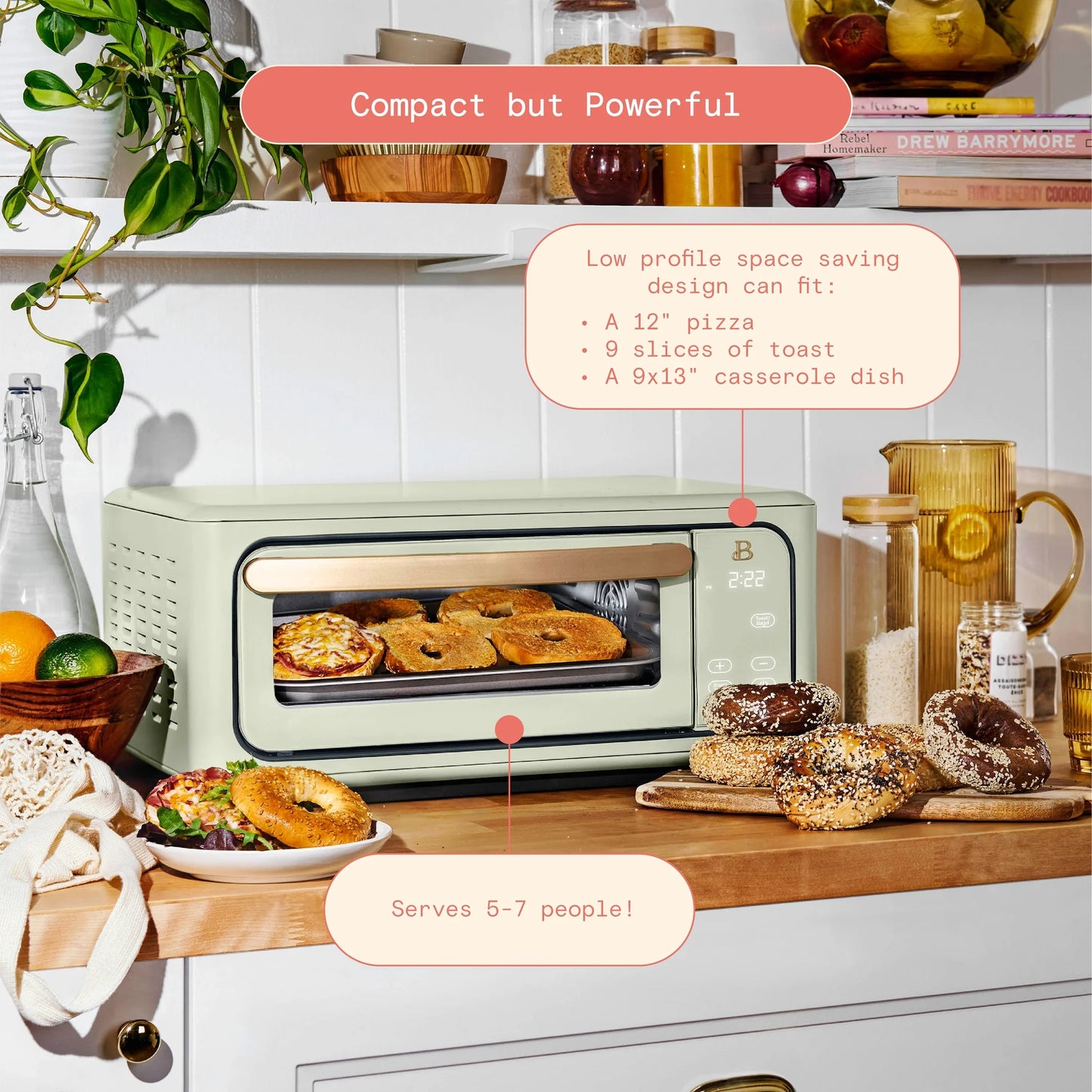Beautiful Infrared Air Fryer Toaster Oven, 9-Slice, 1800 W, White Icing by Drew Barrymore