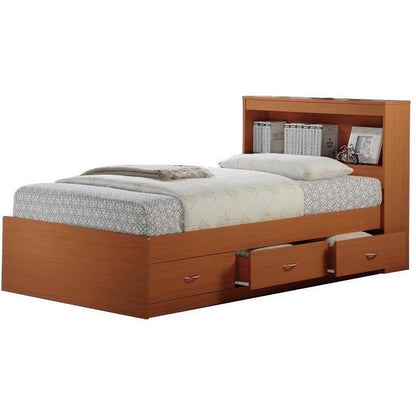 Hodedah Twin-Size Captain Bed with 3-Drawers and Headboard in White