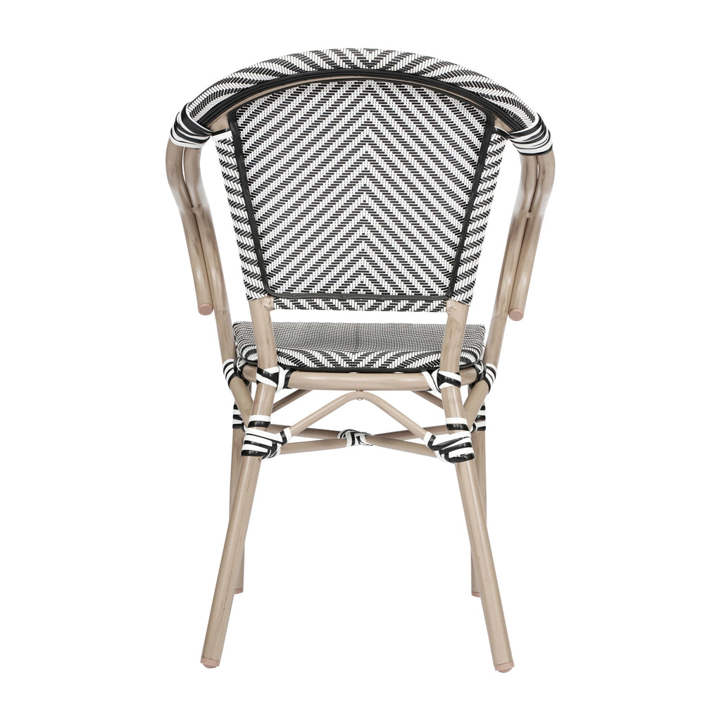 Flash Furniture Marseille Indoor/Outdoor French Bistro Stacking Chair with Arms Black/Natural