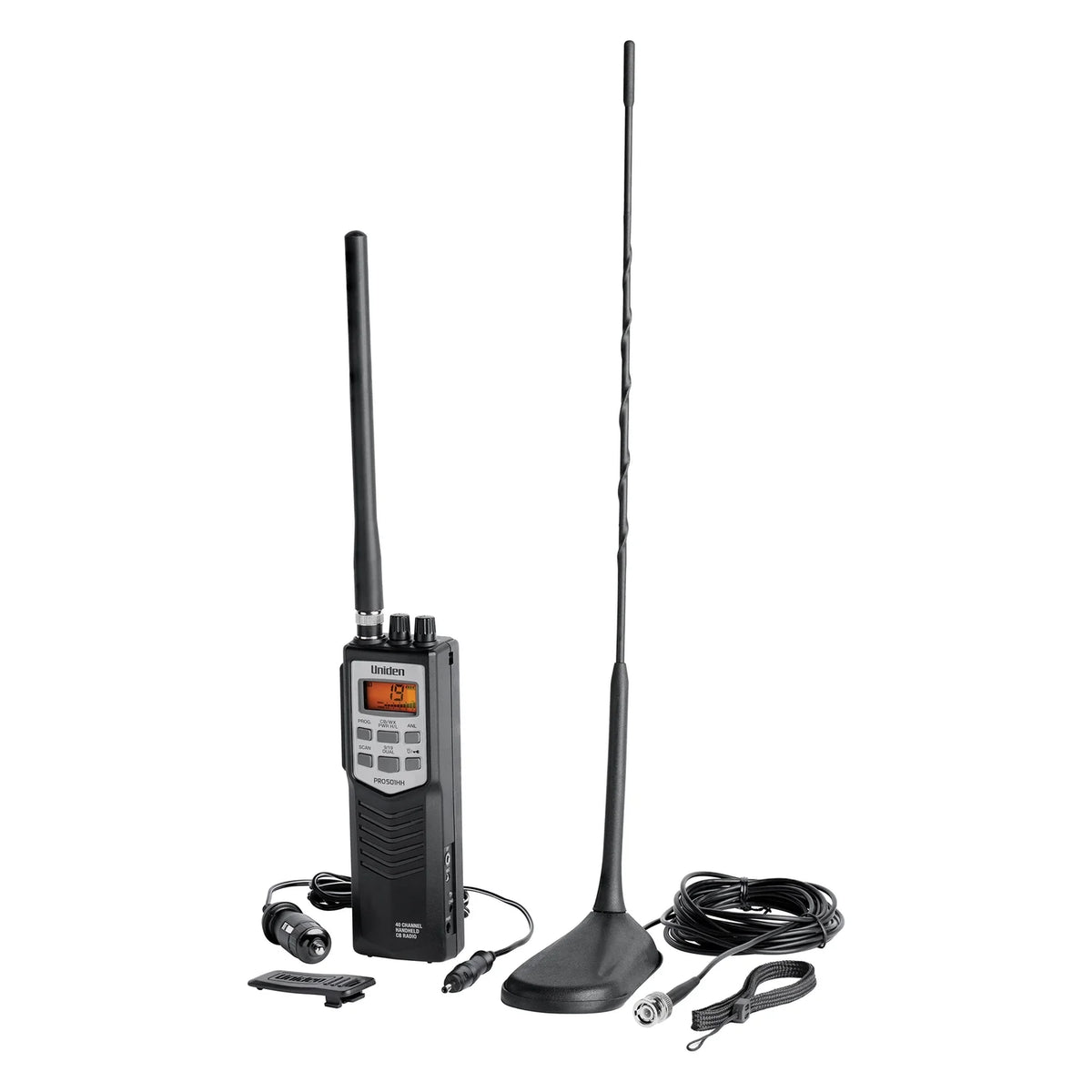Uniden Pro Series 40-Channel Handheld CB Radio with Magnet-Mount Antenna, Black, PRO501TKPT