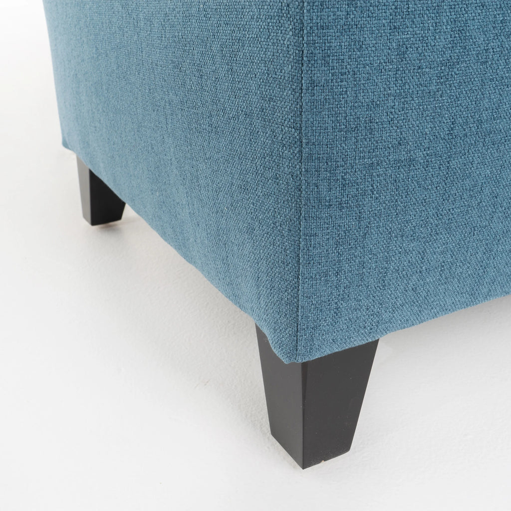 Noble House Hampton Contemporary Fabric Upholstered Storage Ottoman, White and Blue Floral