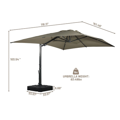 Boyel Living 10 x 13 FT Cantilever Patio Umbrella, Outdoor Rectangle Offset Umbrella with 360°Rotation, Heavy Duty Patio Hanging Umbrella with Base for Garden Pool Backyard, Navy Blue