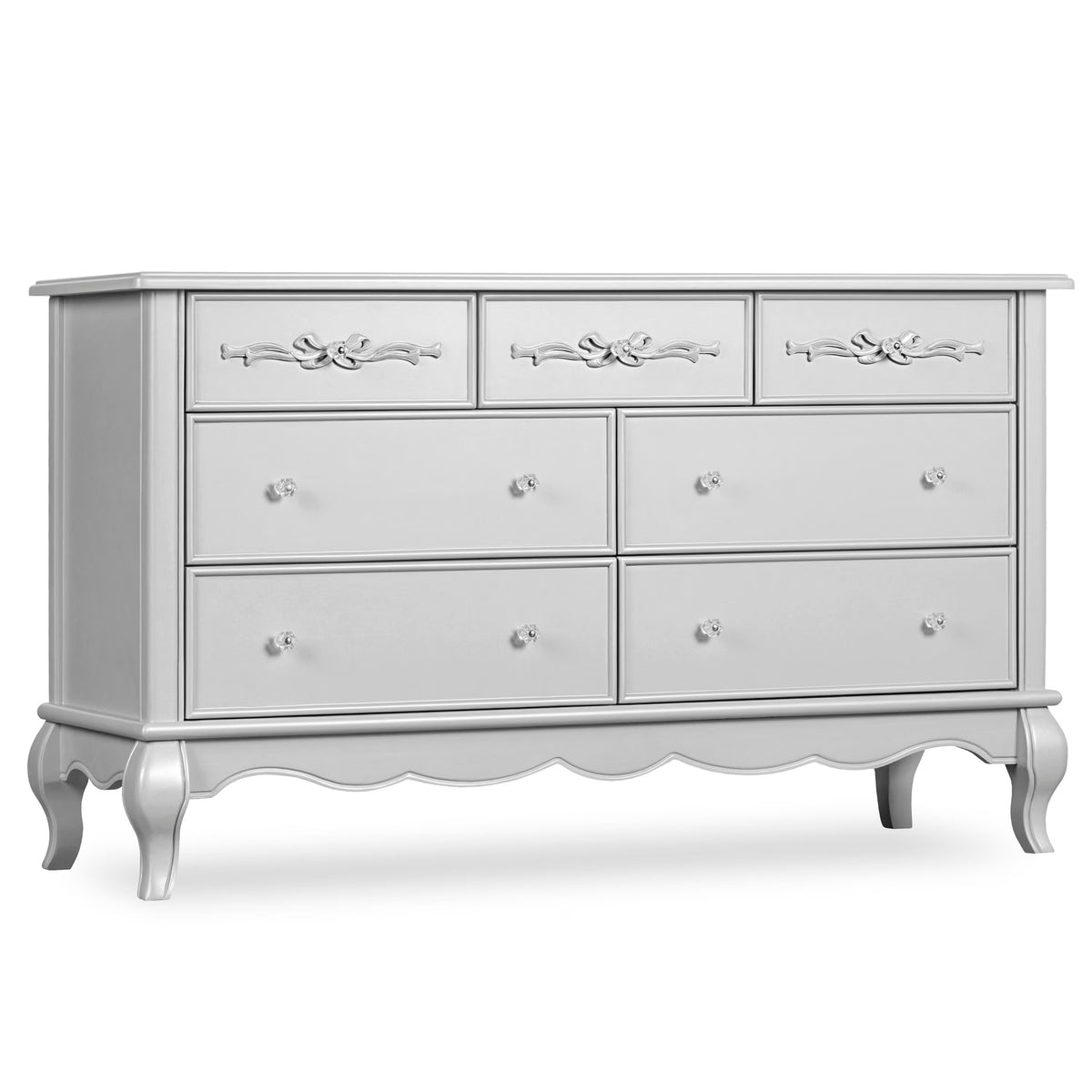 Evolur Aurora 7-Drawer Double Dresser in Ivory Lace, Spacious Drawers