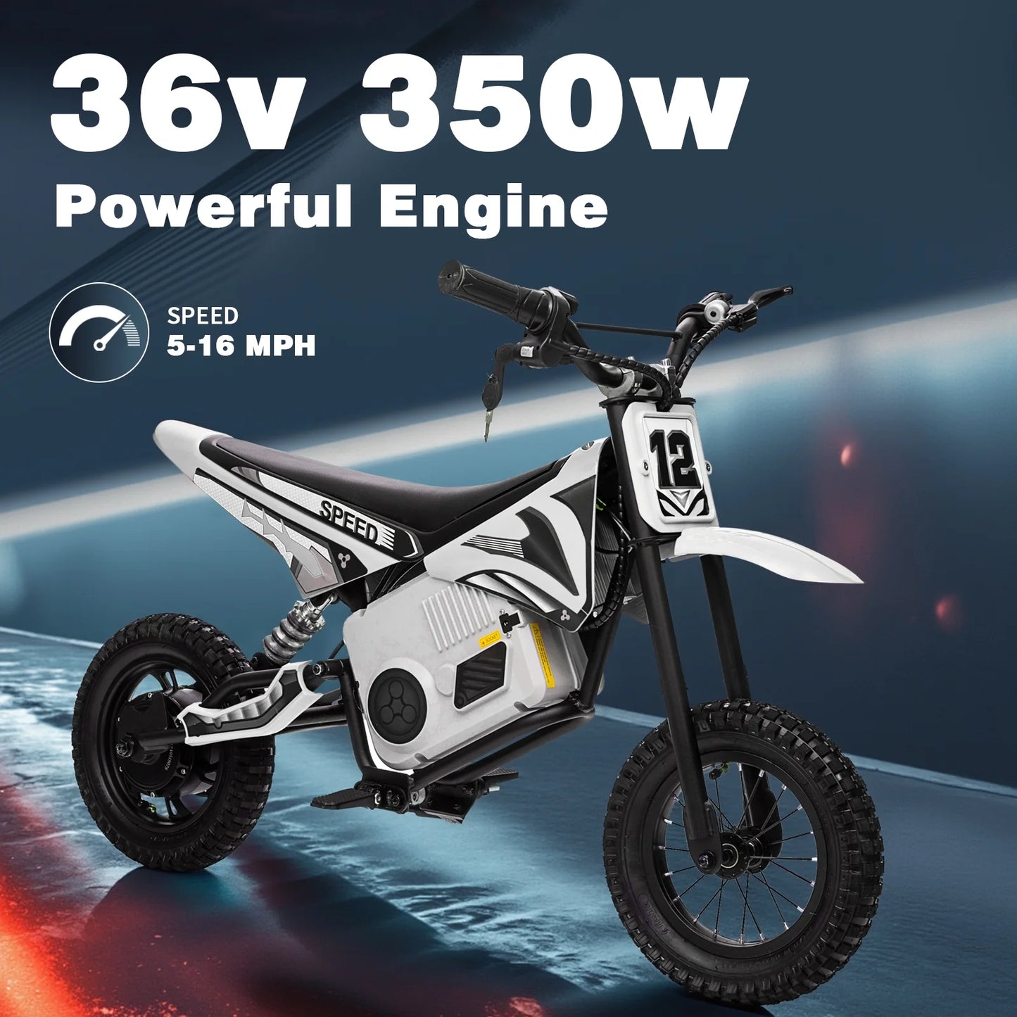 Kerry Yoo C11 36V Electric Dirt Bike for Kids 8-14, 350W Ride on Motorcycle, Electric Motorbike Teens,16 mph, High/Low Speeds-Red
