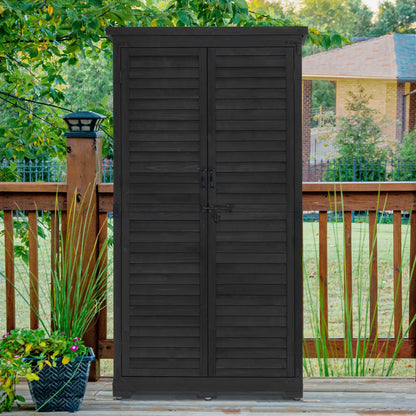 MCombo Tall Garden 1.52 x 2.85 ft. Wood Storage Shed, Brown