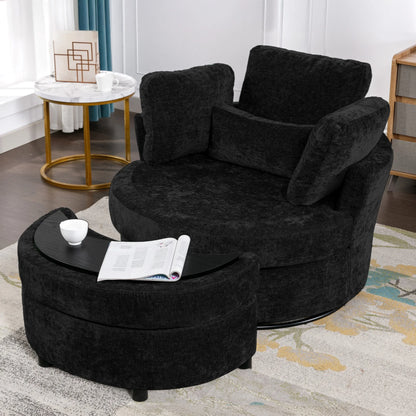 Muumblus Teddy Swivel Accent Barrel Chair, Modern Oversize Sherpa Comfy Round Reading Armchair for Living Room, Ivory