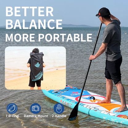 AISUNSS Inflatable Stand Up Paddle Board, 11ft Fishing Paddle Board with SUP Accessories