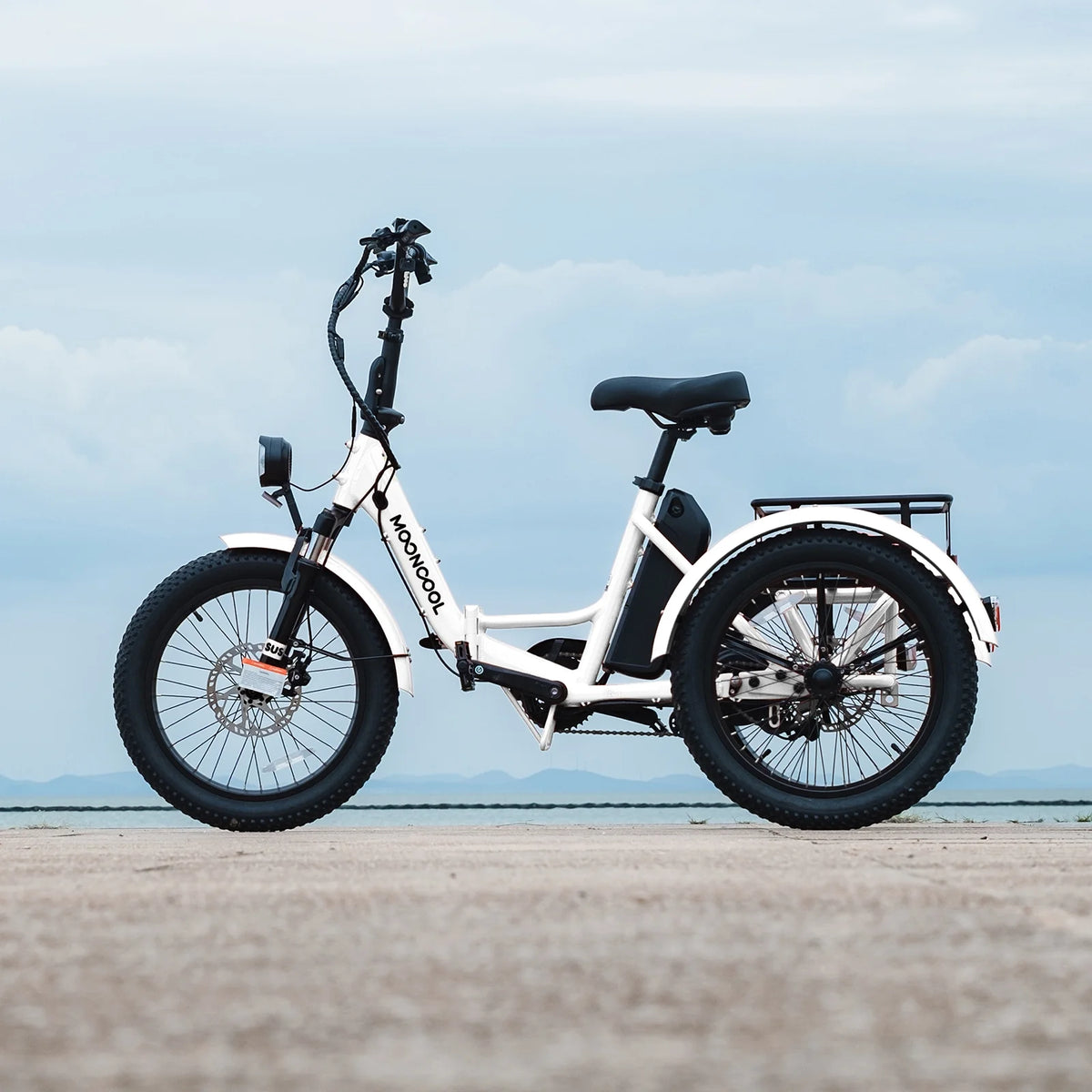 MOONCOOL TK1 Folding Electric Tricycle for Adults,48V 14.5Ah Removable battery, 500W（Peak 1000w）Motor, 20" Fat Tire Step-Thru 3Wheel Electric Bicycle w/Front&Rear Baskets, Certified to UL 2849 by SGS