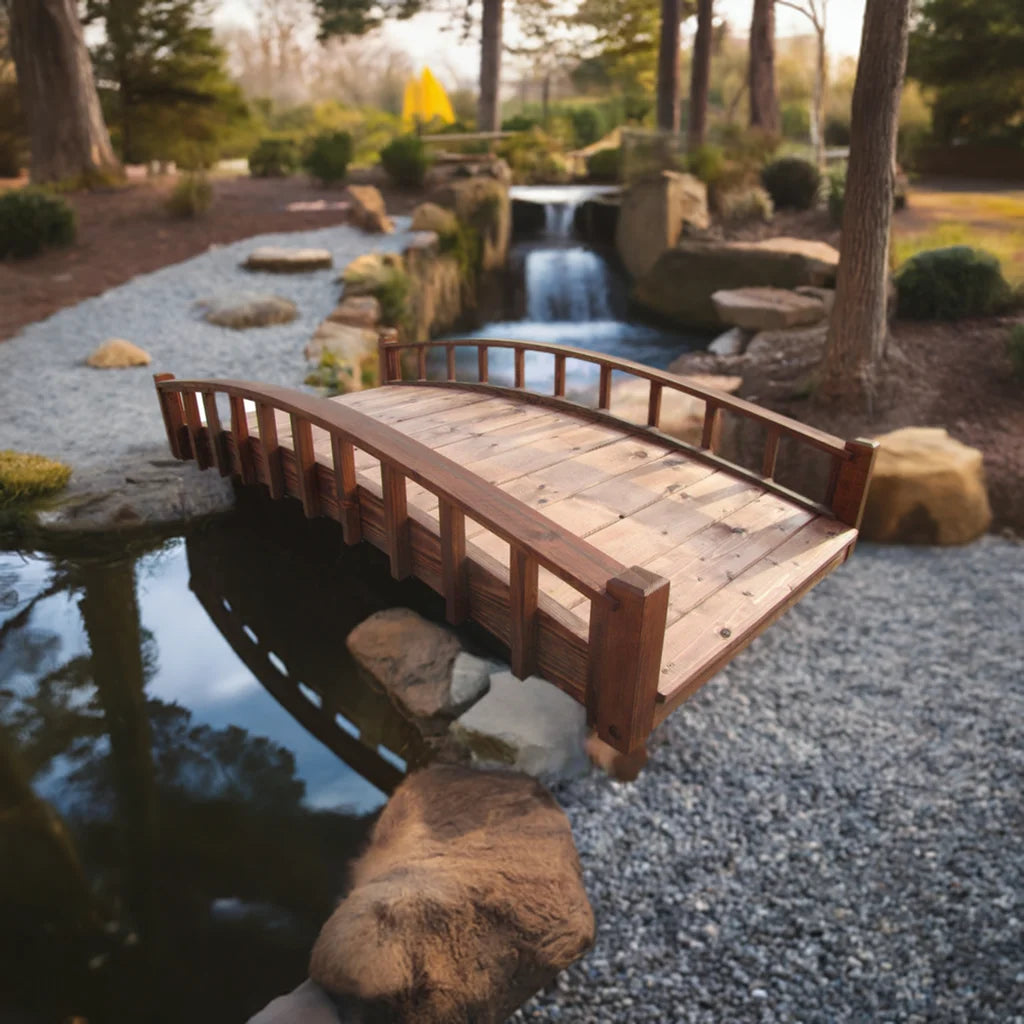 SamsGazebos 6 Foot Japanese Garden Bridge, Brown