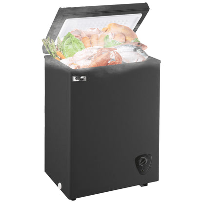 WANAI 3.5 Cubic Chest Freezer with Top Open Door,Removable Storage Basket,7 Gears Temp Control,Energy Saving,Black