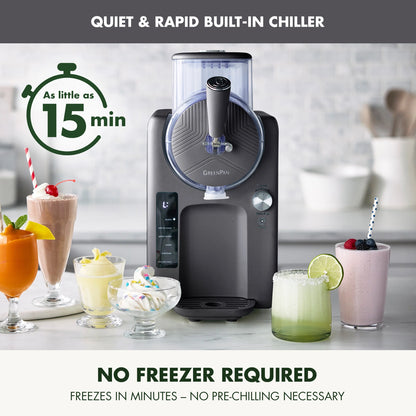 GreenPan Frost 6 Mode, Ice Cream, Frozen Drink, Slushie & Milk Shake Maker, No Freezer Needed, Easy Clean Parts, Gray
