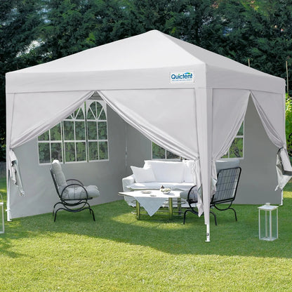 Quictent 10'x10' Pop up Canopy Tent with Sidewalls Instant Outdoor Gazebo Easy Party Tent Enclosed Waterproof, Easy Set up (Pink)