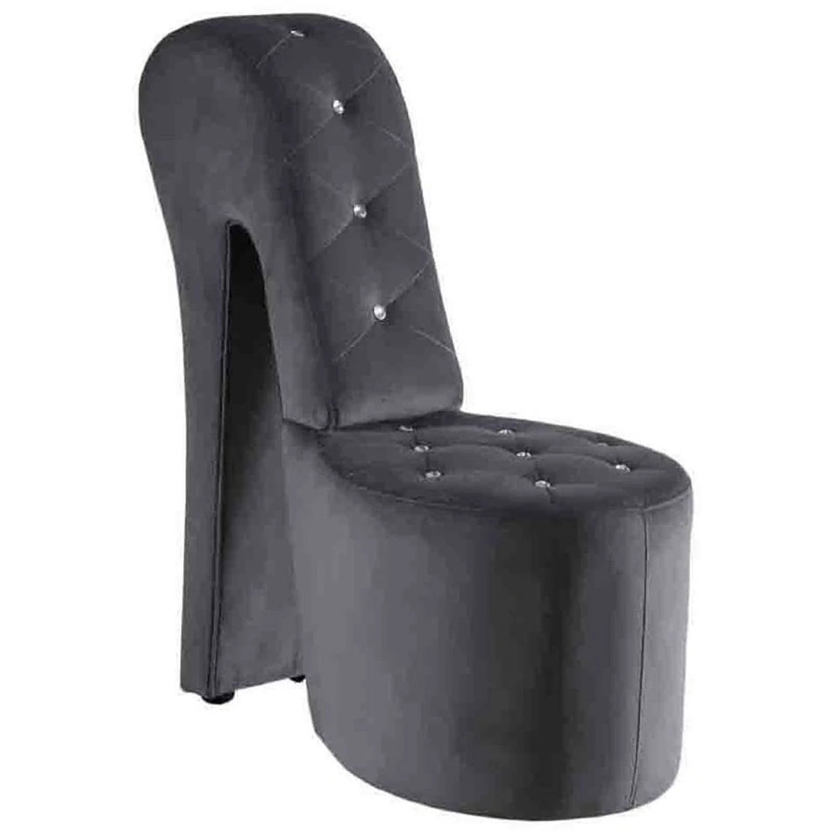 Best Master Furniture Tristram 19" Velvet High Heel Shoe Chair in Navy Blue
