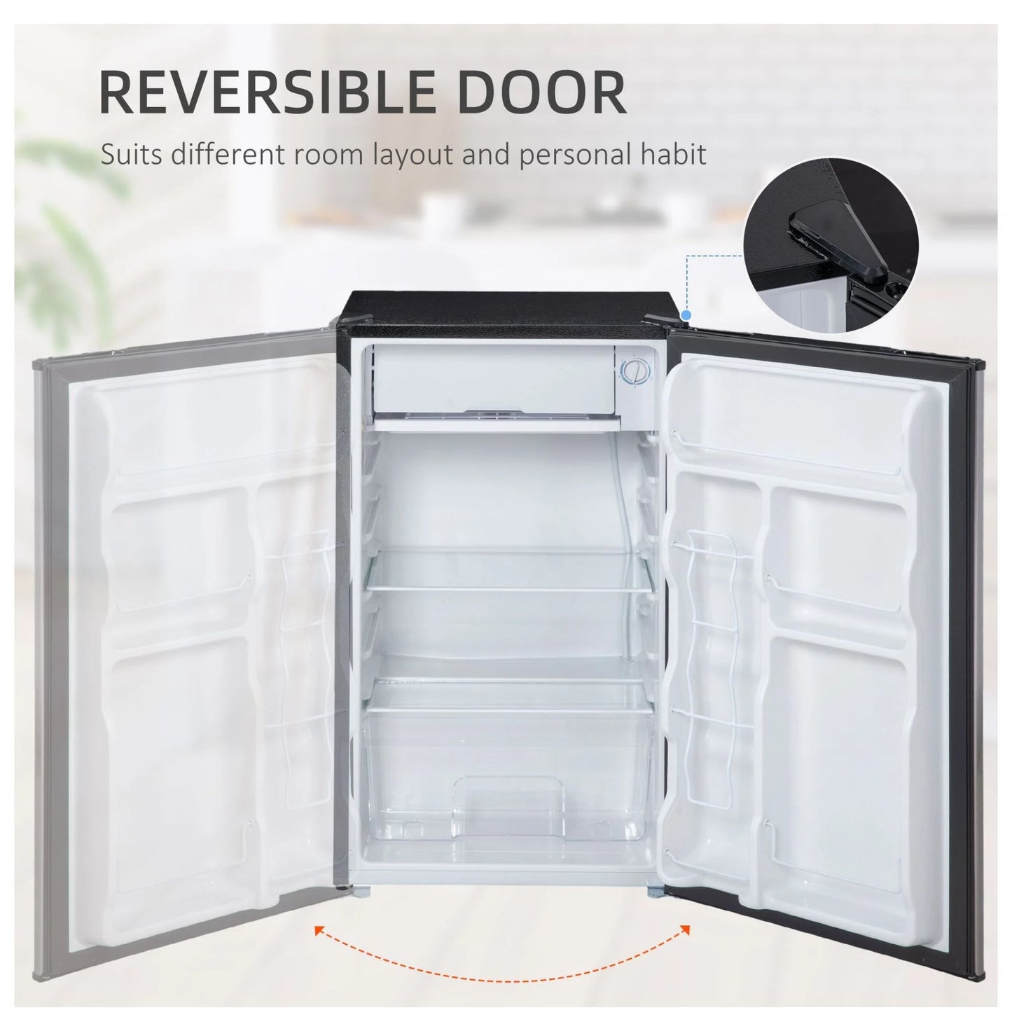 3.2 Cu.Ft Mini Fridge Freezer, Single Door Refrigerator with Adjustable Thermostat, Dorm Fridge, Compact Refrigerator for Bedroom, Apartment, Silver
