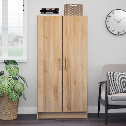 Prepac Elite Tall Garage Storage Cabinet & Pantry Storage Cabinet, 2-Door Freestanding Garage Cabinet with Adjustable Shelves, 16" D x 32" W x 65" H, Oak OES-3264