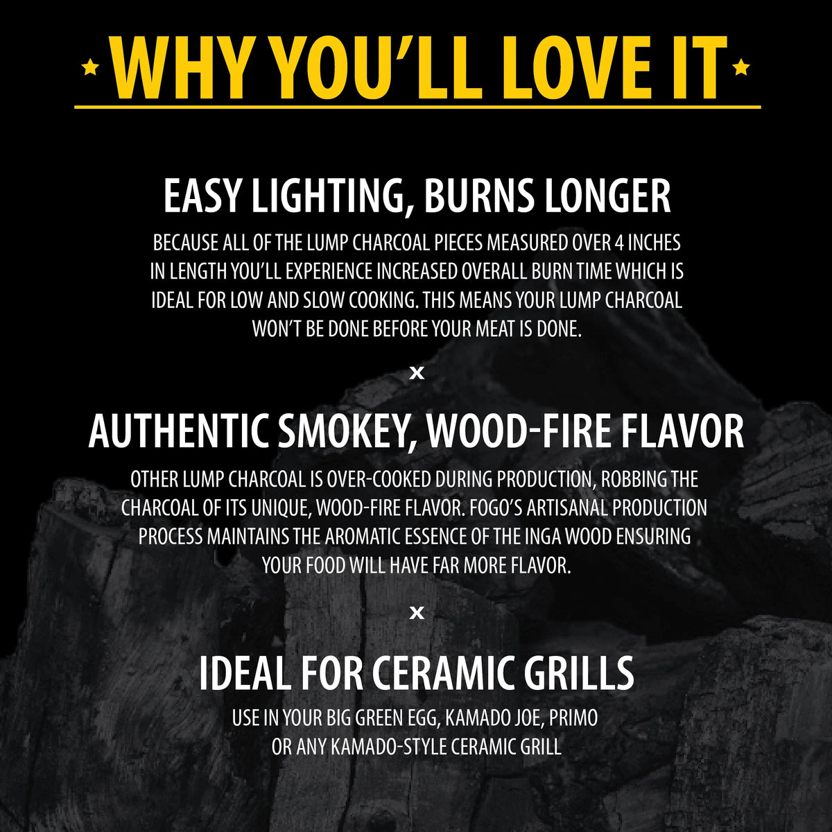 FOGO Super Premium Oak Restaurant Quality All-Natural Large Sized Hardwood Lump Charcoal for Grilling and Smoking, 35 Pound Bag, 2-Pack