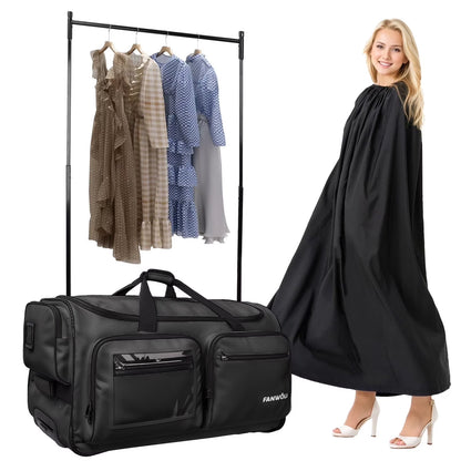 Fegat Dance Bag with Garment Rack - 28"Collapsible Rolling Competition Dance Duffle Bag Lightweight Costume Wheeled Suitcase for Dancers Shows Livestreamer Athletes