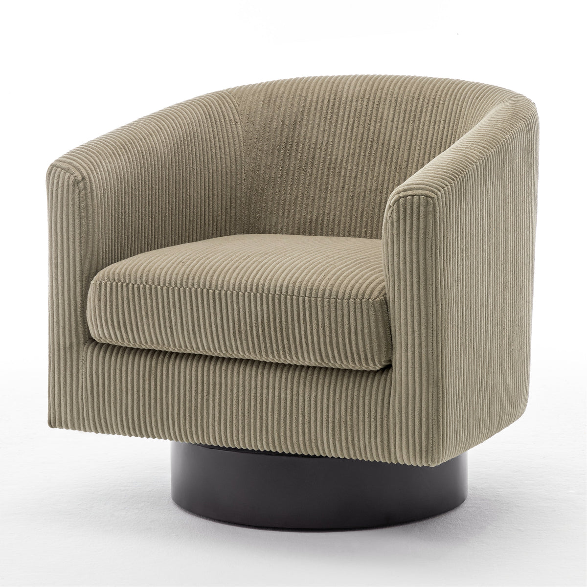 UIXE Swivel Accent Chair, Upholstered Fabric Barrel Chair for Living Room, Small Single Sofa Bedroom Reading Seat, Light Gray