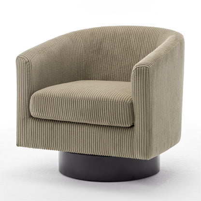 UIXE Swivel Accent Chair, Upholstered Fabric Barrel Chair for Living Room, Small Single Sofa Bedroom Reading Seat, Light Gray