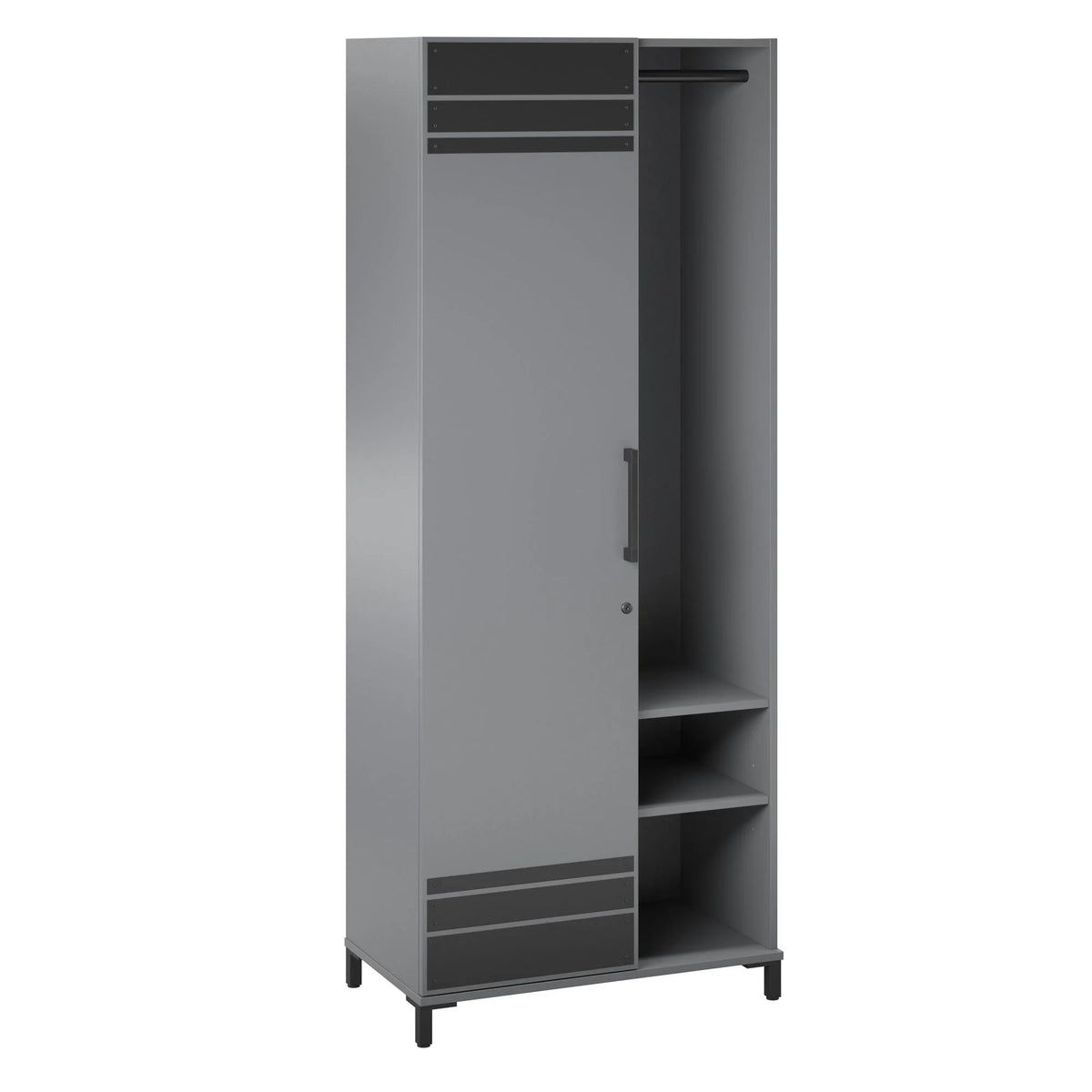 Shelby Tall Garage Storage Cabinet with 1 Door and Hang Rod, Graphite