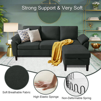 Pingliang Home Sectional Sofa Couch with Storage Ottoman,Modern 3 Seat L Shaped Sofa Couch for Living Room Apartment Studio Office
