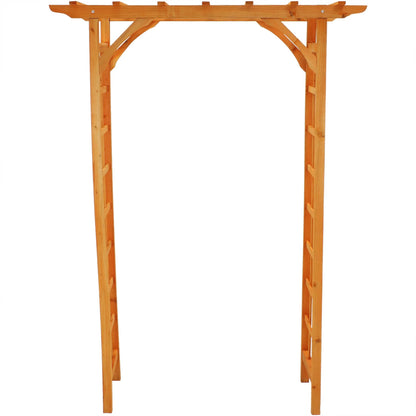 Sunnydaze 78.5" Brown Wooden Garden Arbor Walkway Wedding Arch, Weather-Resistant Finish