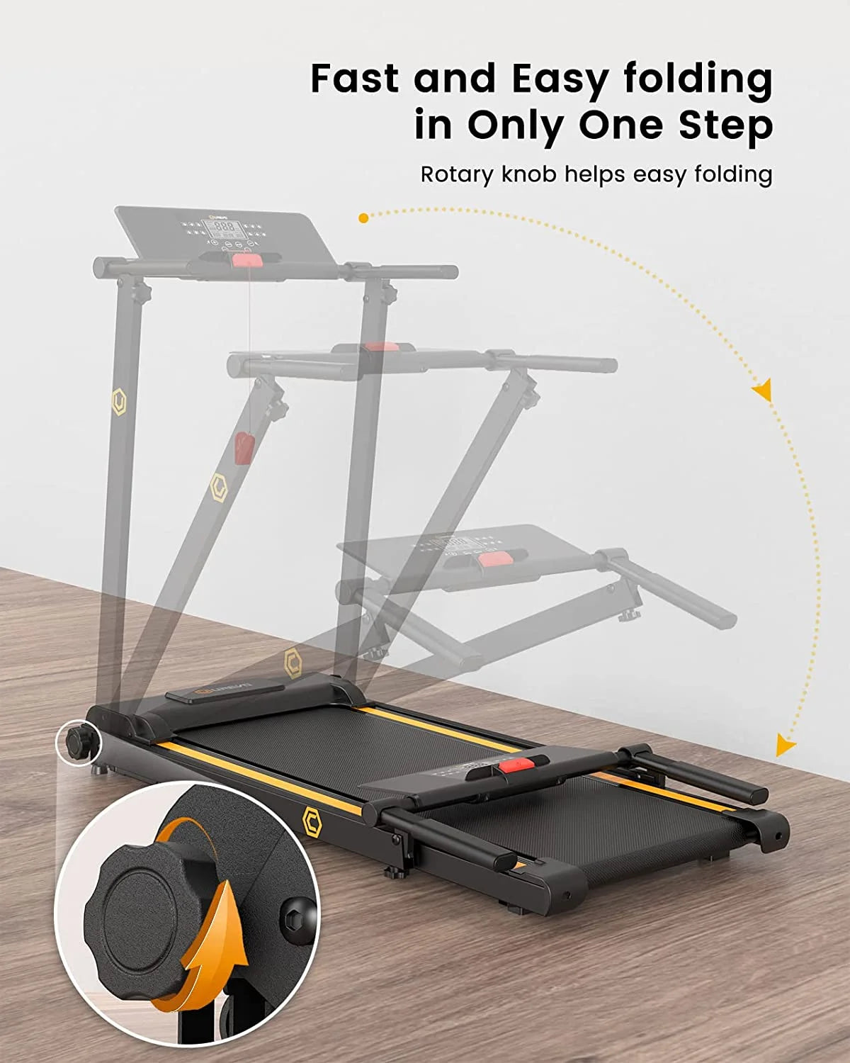 UREVO Folding Treadmill, 2.25HP Portable Mini Treadmills for Home Office, Compact Threadmill with 12 HIIT Modes, LCD Display, 265 lbs Capacity