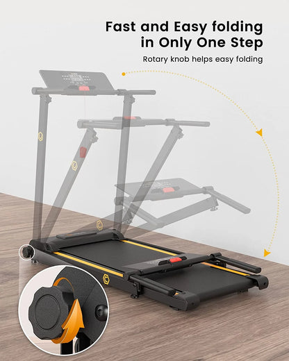 UREVO Folding Treadmill, 2.25HP Portable Mini Treadmills for Home Office, Compact Threadmill with 12 HIIT Modes, LCD Display, 265 lbs Capacity
