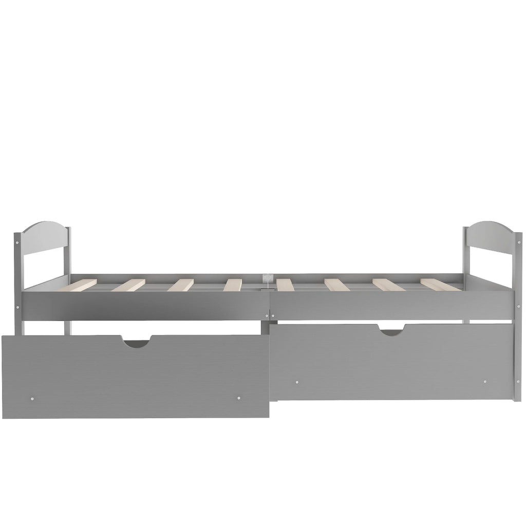 Euroco Twin Size Wooden Daybed with 2 Storage Drawers for Kids Bedroom, Gray