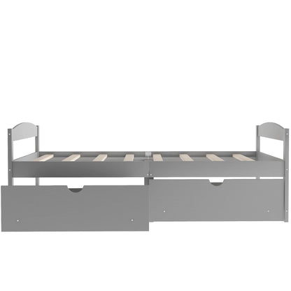 Euroco Twin Size Wooden Daybed with 2 Storage Drawers for Kids Bedroom, Gray