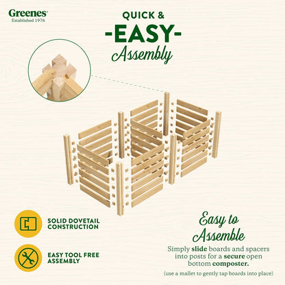Greenes Fence Cedar Wood Composter 24" x 24" x 31", 77.3 gal.