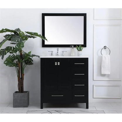 Elegant Decor Irene 32" Solid Wood and Stone Single Bathroom Vanity in White