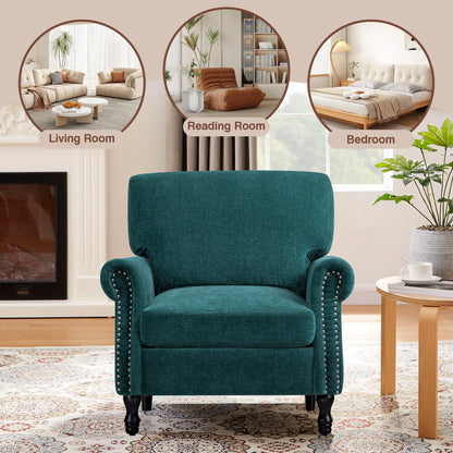 COOLHUT Modern Accent Chair Armchair, Linen Fabric Upholstered Comfy Single Sofa with Solid Wood Frame for Living Room, Gray