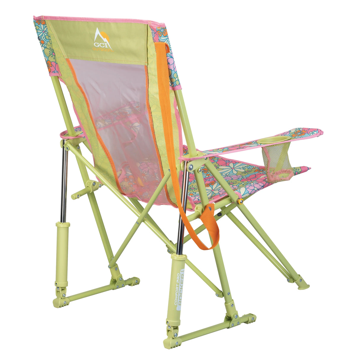 GCI Outdoor Comfort Pro Rocker Foldable Rocking Camp Chair, Blush