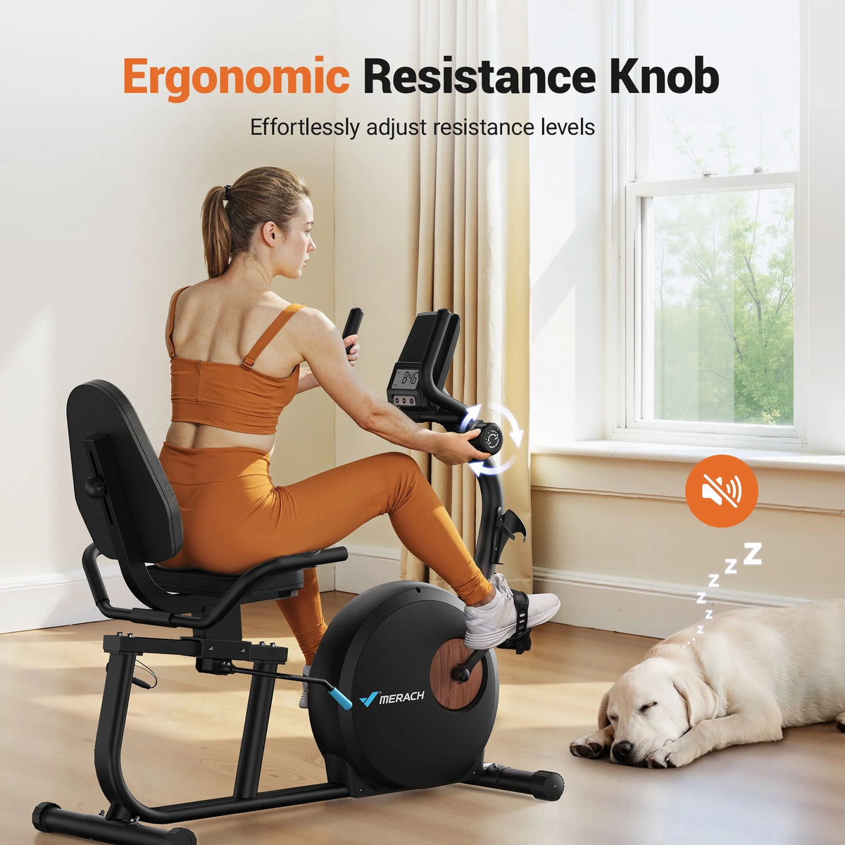 MERACH Recumbent Exercise Bikes for Home Sit Down Stationary Bicycle Magnetic 8 Levels Resistance Indoor Cycling Bike with Free APP
