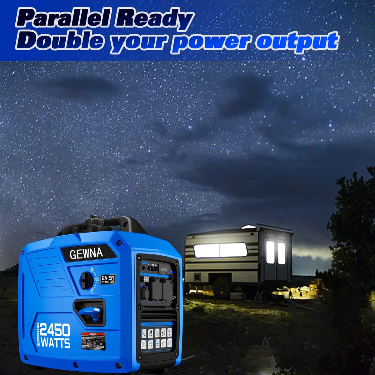 2450-Watt 120V Gas Powered Portable Fuel Inverter Generator Included 1.6 Gallon Large Fuel Tank Super Quiet