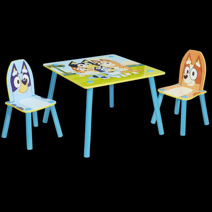 Bluey. Wooden Kids Table and 2 Chairs Set. 23.2 x 23.2 x 17.1 inches Bluey and Bingo Chairs. Preschool. 18 m+