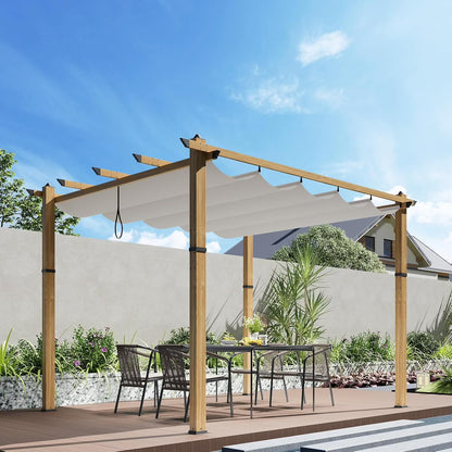 Outdoor Aluminum Pergola with Retractable Canopy, Reinforced 4-Sided Base, Waterproof & UV-Resistant Adjustable Roof, Modern Design for Patio, Deck, Backyard, and Garden