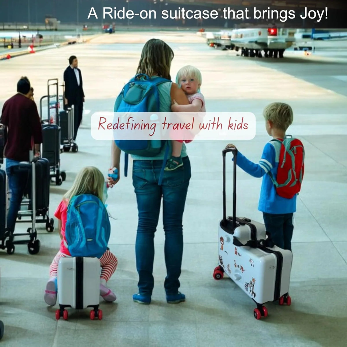 Cegali 2025 Itsy Rider 20" Ride-on Suitcase for Kids with Double Spinner Red Wheels (Green Safari)